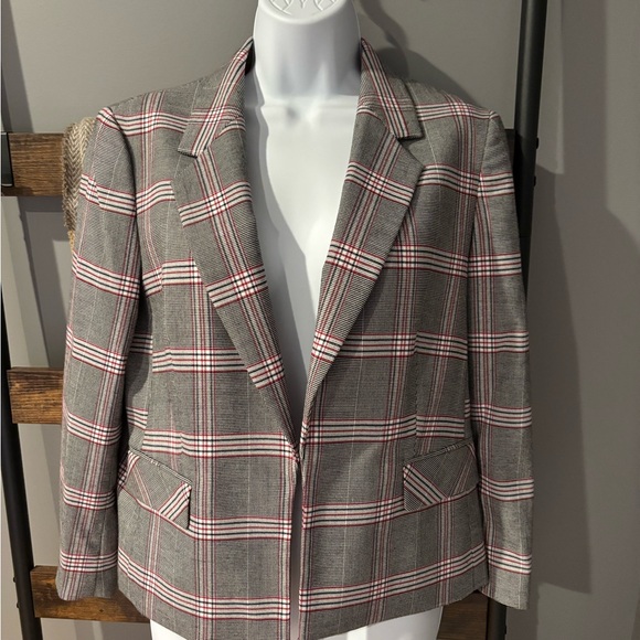 Bar III Jackets & Blazers - Bar III Gray and Red Plaid Blazer